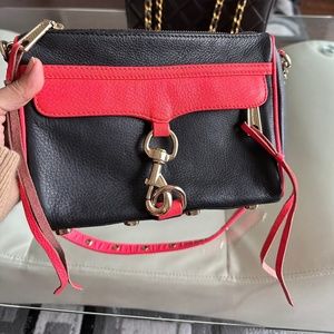 Rebecca Minkoff hotpink and black leather barbiecore crossbody or shoulder bag